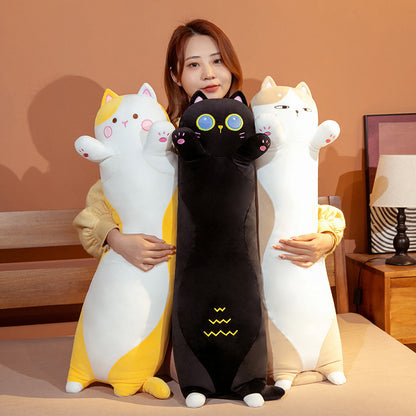 Cat Long Pillow Plush Toy – Soft Cuddly Body Pillow for Comfort &amp; Decor