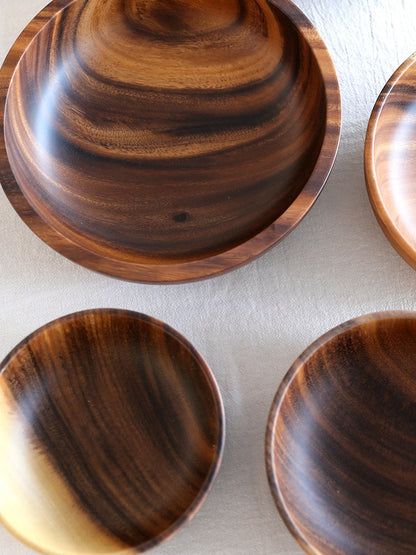 Acacia Wooden Bowl - Handcrafted Wooden Tableware for Tea &amp; Dining (Multiple Sizes Available)