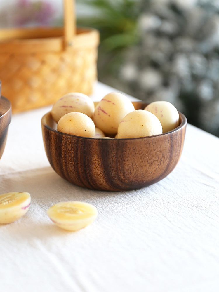 Acacia Wooden Bowl - Handcrafted Wooden Tableware for Tea &amp; Dining (Multiple Sizes Available)