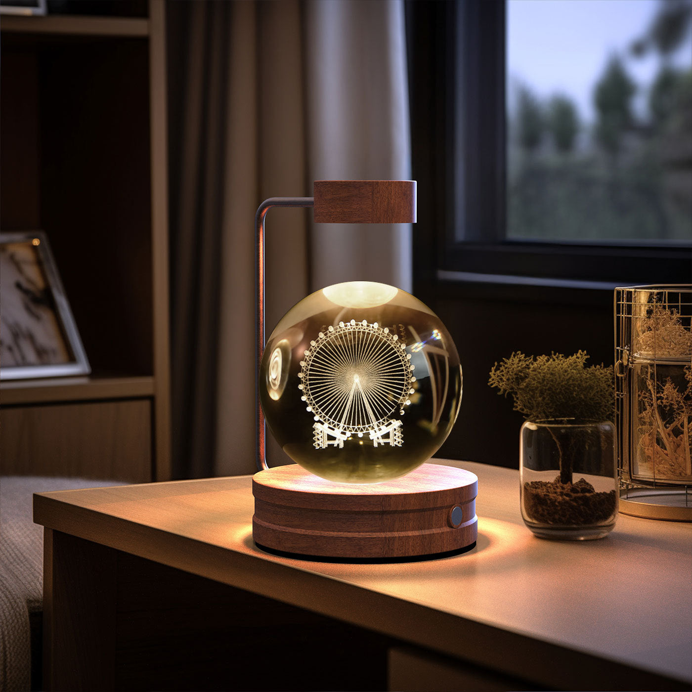 Crystal Ball Cosmic Night Light - 3D LED USB Bedside Lamp for Home Décor &amp; Gift