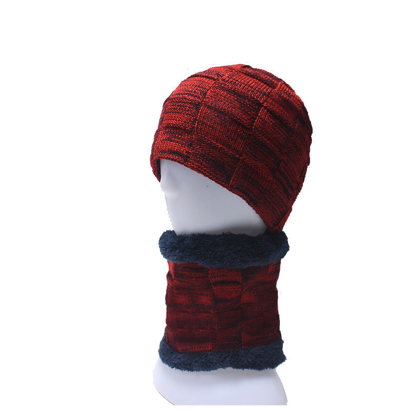 Hat Collar Set Plus Velvet Knit Hat – Warm Wool Winter Set for Men &amp; Women