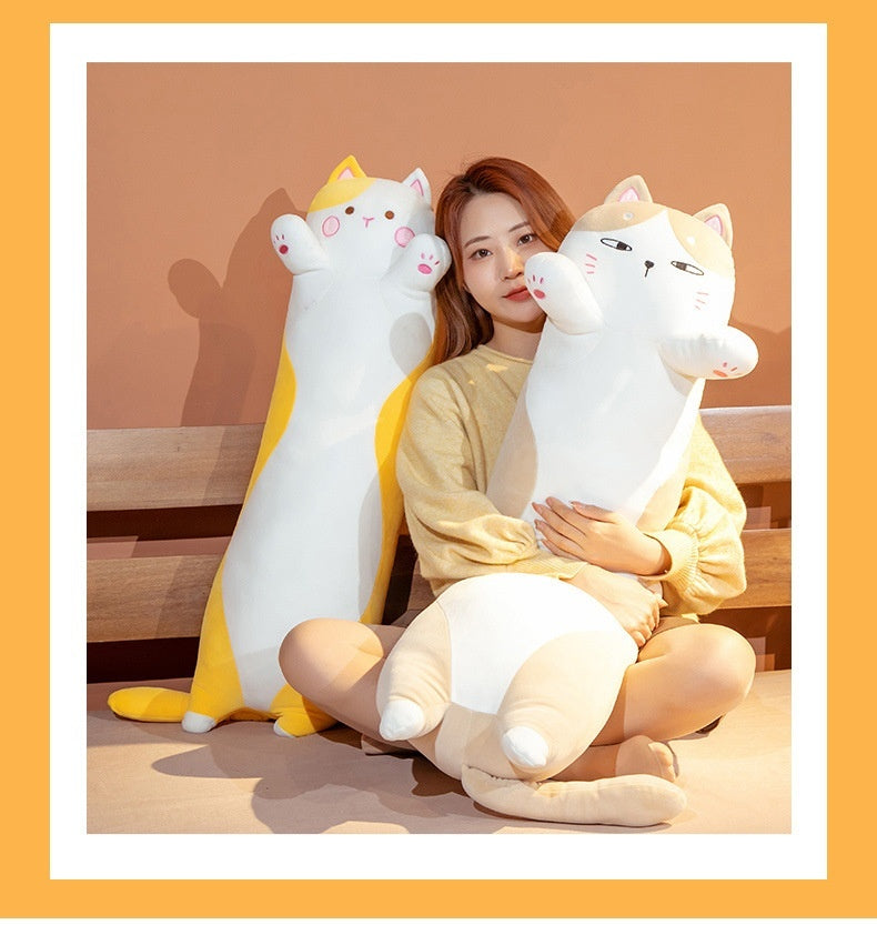 Cat Long Pillow Plush Toy – Soft Cuddly Body Pillow for Comfort &amp; Decor