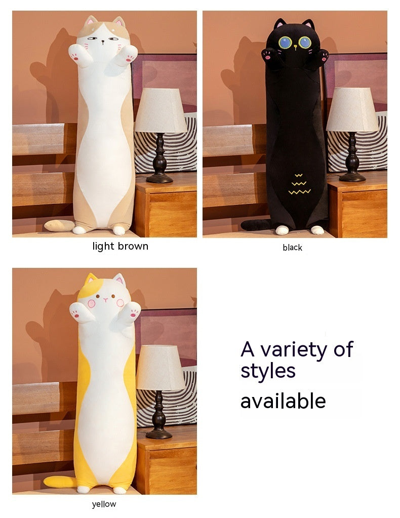 Cat Long Pillow Plush Toy – Soft Cuddly Body Pillow for Comfort &amp; Decor