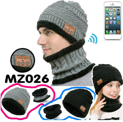 Bluetooth Hat Bib Plush Knit Hat – Warm Wool Hat with Stereo Bluetooth V4.2 Speakers