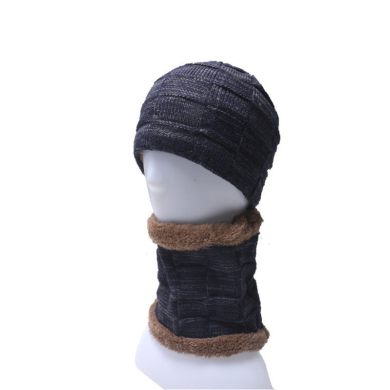 Hat Collar Set Plus Velvet Knit Hat – Warm Wool Winter Set for Men &amp; Women