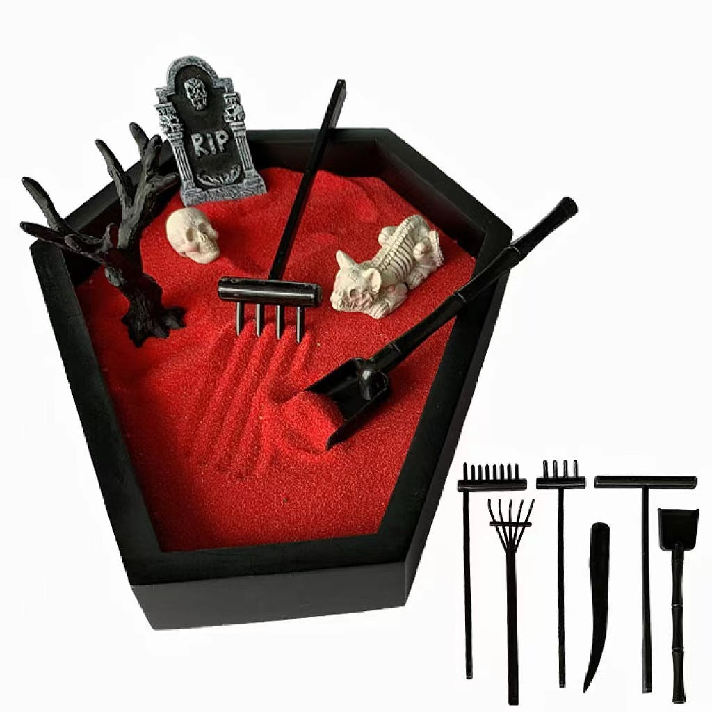 Halloween Sand Table Decoration – Micro Landscape Sandbox Crafts with Red Fine Sand