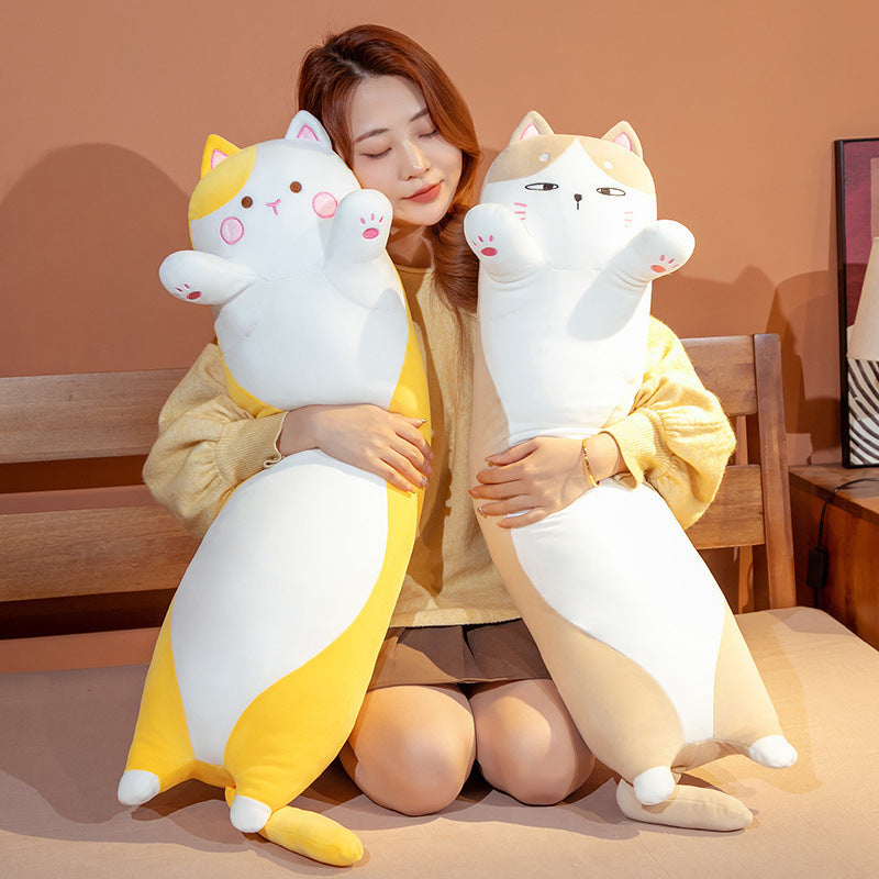 Cat Long Pillow Plush Toy – Soft Cuddly Body Pillow for Comfort &amp; Decor