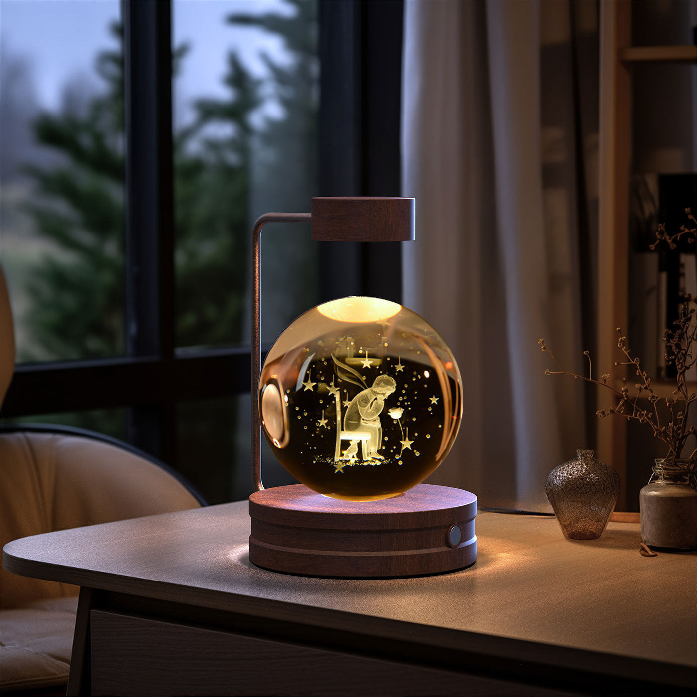 Crystal Ball Cosmic Night Light - 3D LED USB Bedside Lamp for Home Décor &amp; Gift