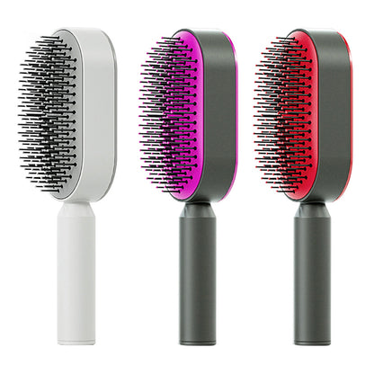 Self-Cleaning Hair Brush with Air Cushion &amp; Scalp Massage – Anti-Static Hairbrush for All Hair Types