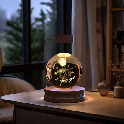 Crystal Ball Cosmic Night Light - 3D LED USB Bedside Lamp for Home Décor &amp; Gift