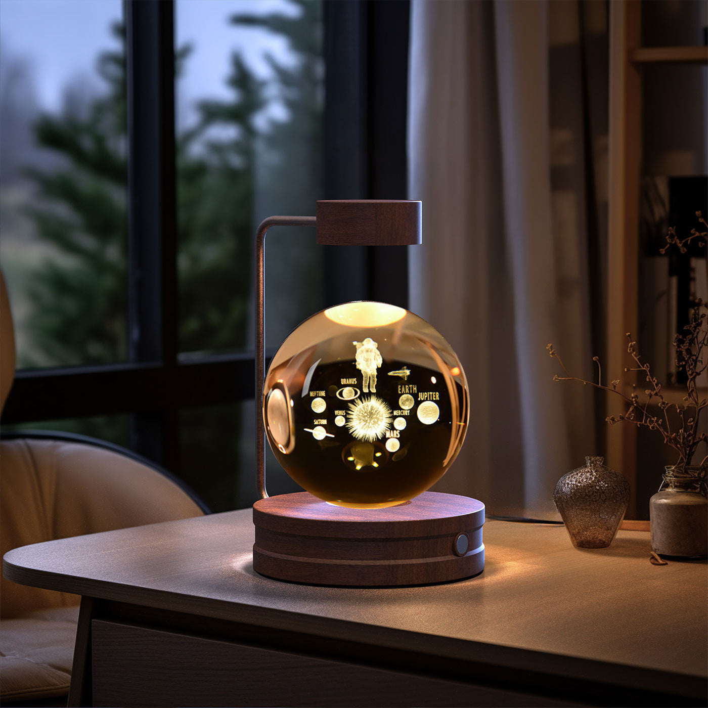 Crystal Ball Cosmic Night Light - 3D LED USB Bedside Lamp for Home Décor &amp; Gift