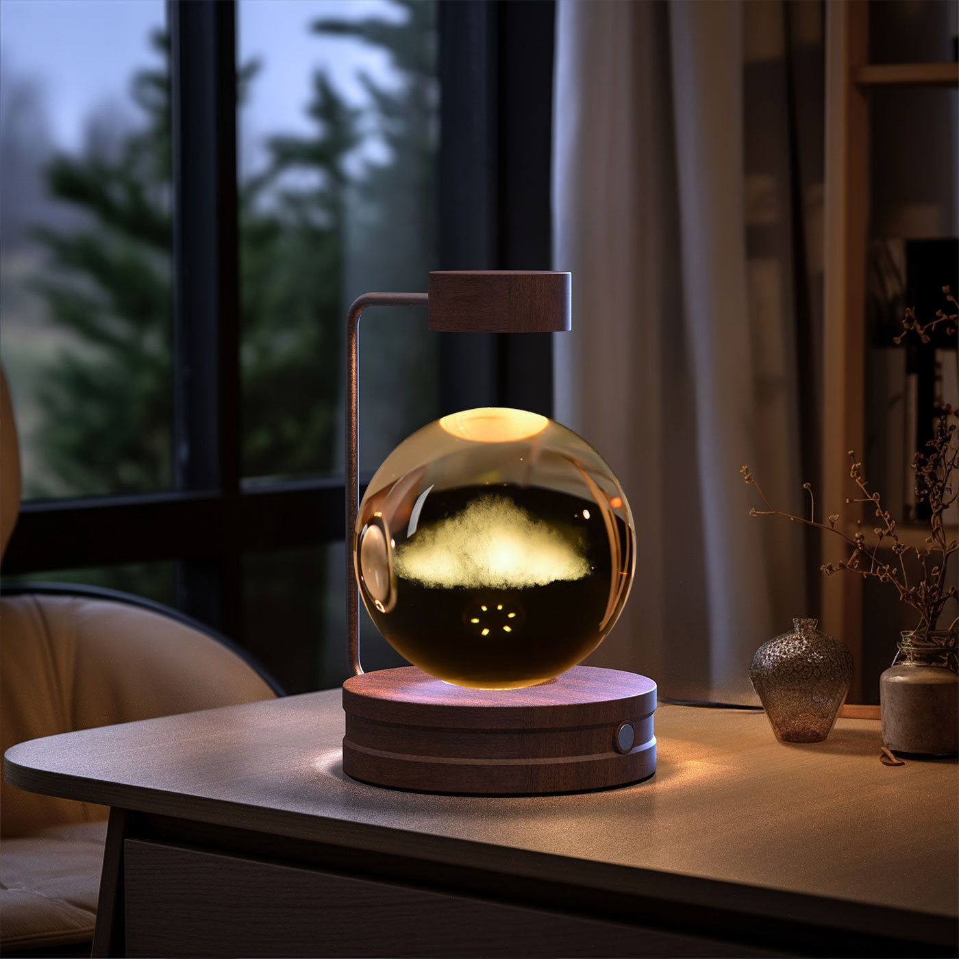 Crystal Ball Cosmic Night Light - 3D LED USB Bedside Lamp for Home Décor &amp; Gift