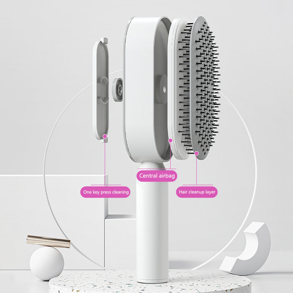 Self-Cleaning Hair Brush with Air Cushion &amp; Scalp Massage – Anti-Static Hairbrush for All Hair Types