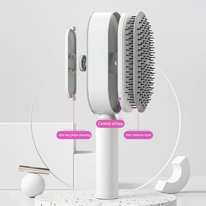 Self-Cleaning Hair Brush with Air Cushion &amp; Scalp Massage – Anti-Static Hairbrush for All Hair Types