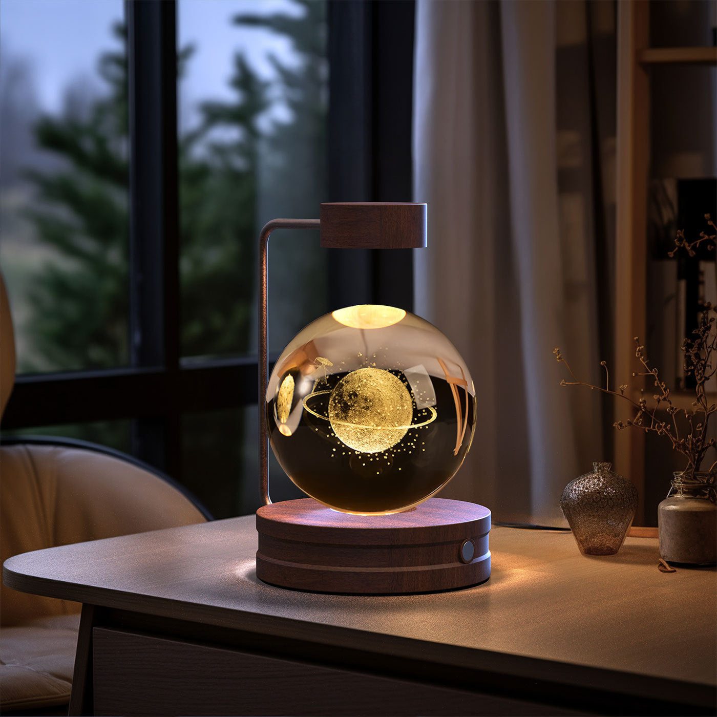 Crystal Ball Cosmic Night Light - 3D LED USB Bedside Lamp for Home Décor &amp; Gift