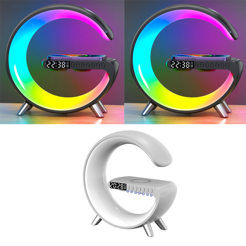 Intelligent G Shaped LED Lamp – Bluetooth Speaker, Wireless Charger &amp; Smart Atmosphere Light