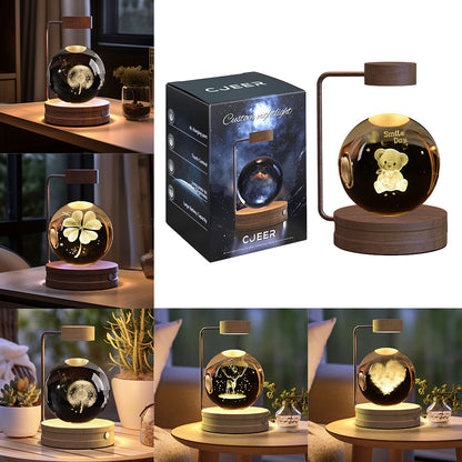 Crystal Ball Cosmic Night Light - 3D LED USB Bedside Lamp for Home Décor &amp; Gift